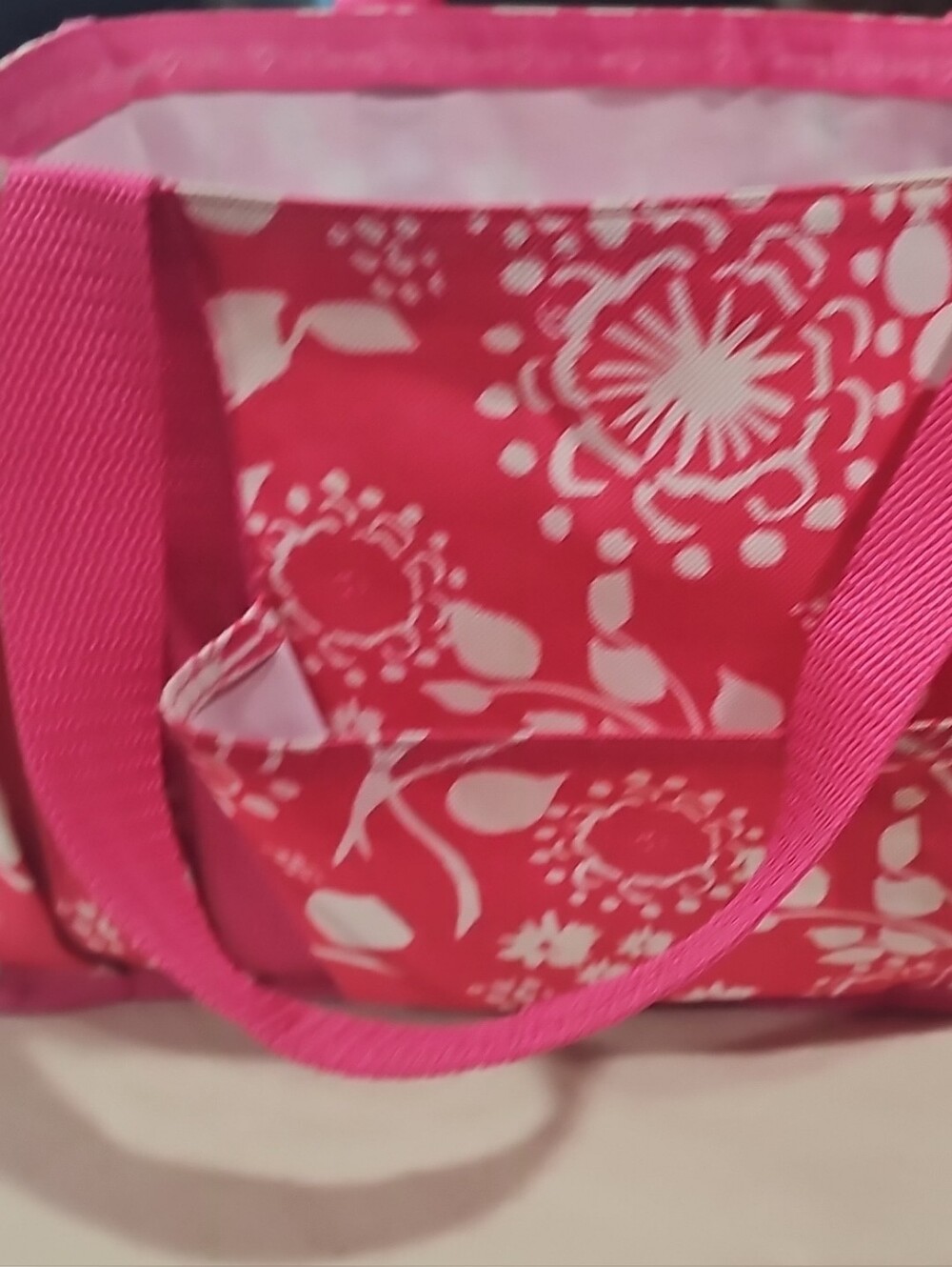 thirty-one Hot Pink and White Floral Tote